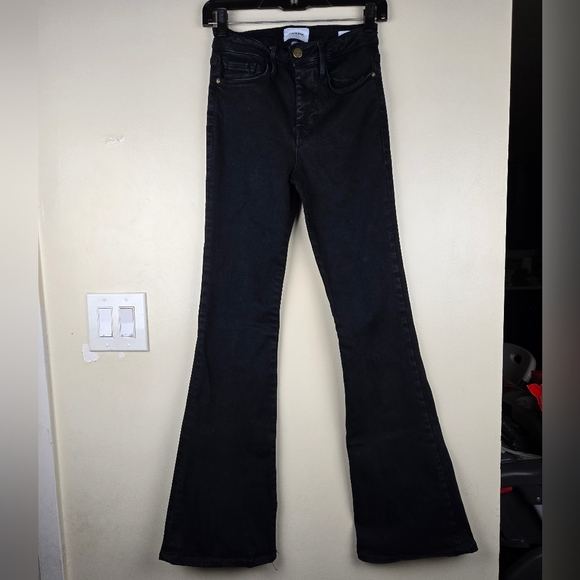 Frame Le One Flare Black Jeans Size 1 - Picture 3 of 5